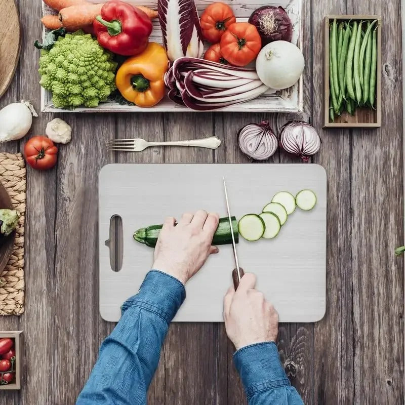 Planche à Découper en Titane & Inox 316 Double Face – L'Excellence Hygiénique en Cuisine
